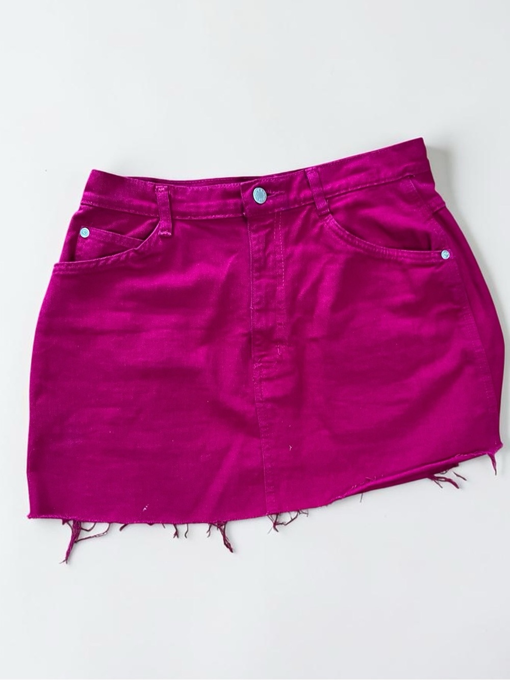 Women's Hot Pink fuchsia Denim Mini Skirt 90’s -13
